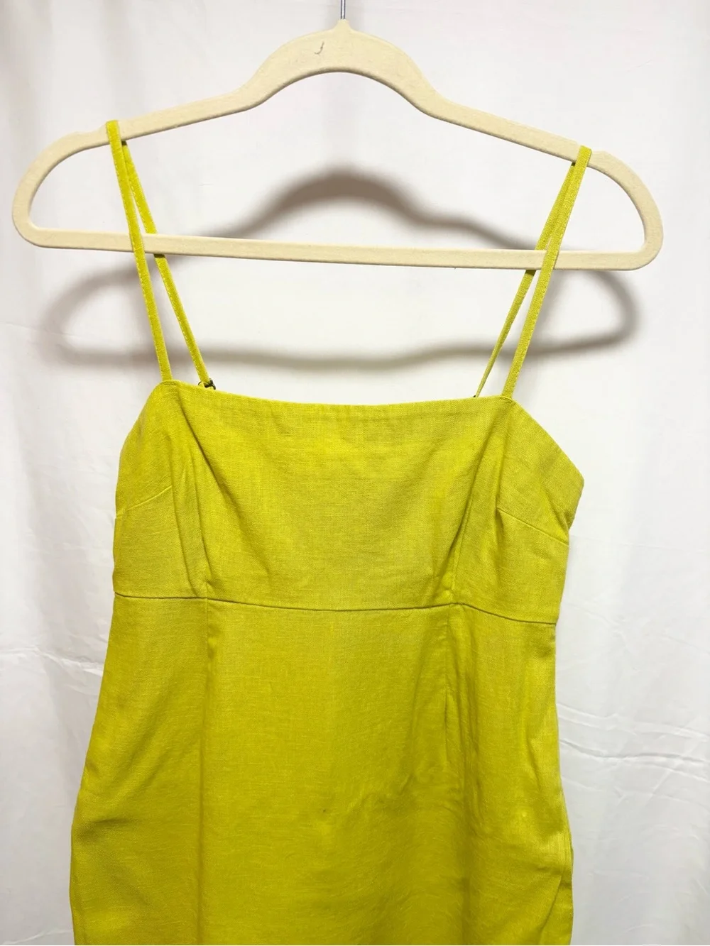 Abercrombie & Fitch Chartreuse Spaghetti Strap linen blend Maxi Dress